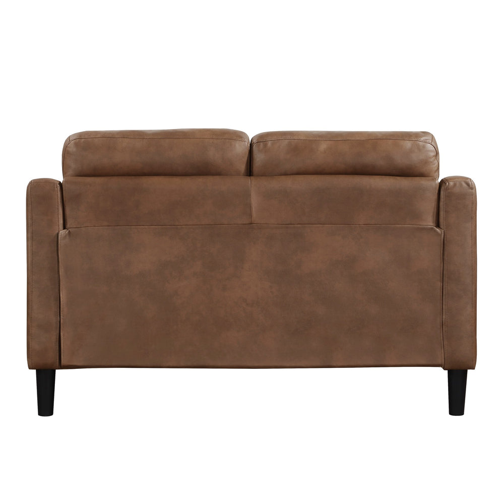 English Elm Brown Polished Microfiber Loveseat with Button Tufting, Contoured Arms, Solid Wood Frame, 54.5" Wide B011P206274