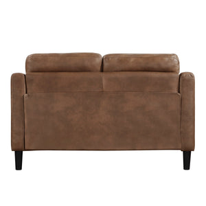 English Elm Brown Polished Microfiber Loveseat with Button Tufting, Contoured Arms, Solid Wood Frame, 54.5" Wide B011P206274