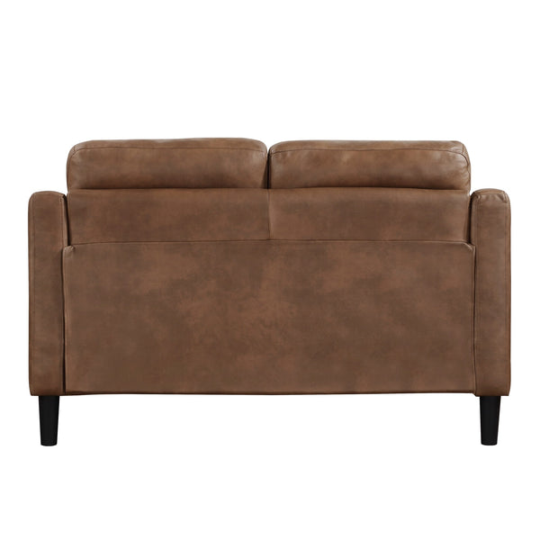 English Elm Brown Mallory 2pc Sofa Loveseat Set - Button Tufted Microfiber, Contoured Arms, Solid Wood Frame B011S01073