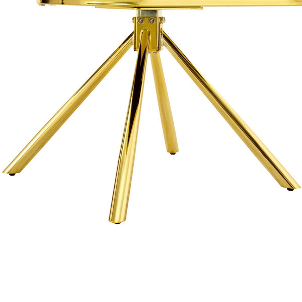 English Elm Set of 2 Sculptural Bubble Back Velvet Dining Chairs with Electroplated Metal Legs Gold,Orange W1512P491583