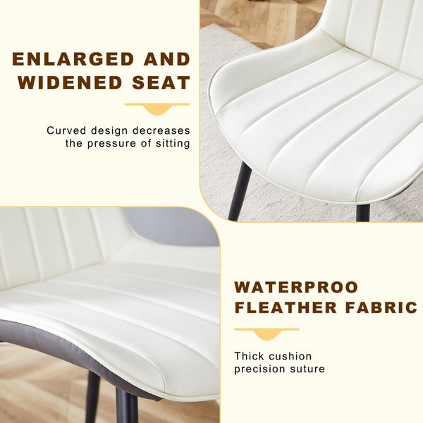 English Elm Table Modern Minimalist 42" Round Dining Set With 4 Ergonomic Pu Leather Chairs In Gray & White W1151S03394-GIGA