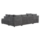 English Elm 117.3" Oversized Sectional Sofa U- Shaped Sofa Couch Pull-Out Sofa Bed With Two Throw Pillows For Living Room, Gray