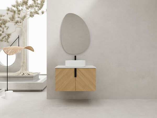 English Elm 30" Elegant Wall-Mounted Bathroom Vanity With Ceramic Sink & Soft-Close Doors For Modern Spaces W999S00443