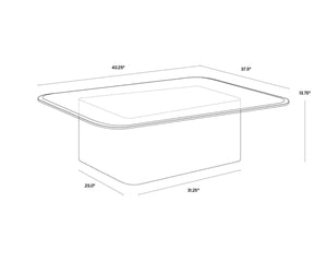 Sunpan AMADEUS Coffee Table – Contemporary Design with Antique Brass Base & Grey Glass Top for Modern Living 108042