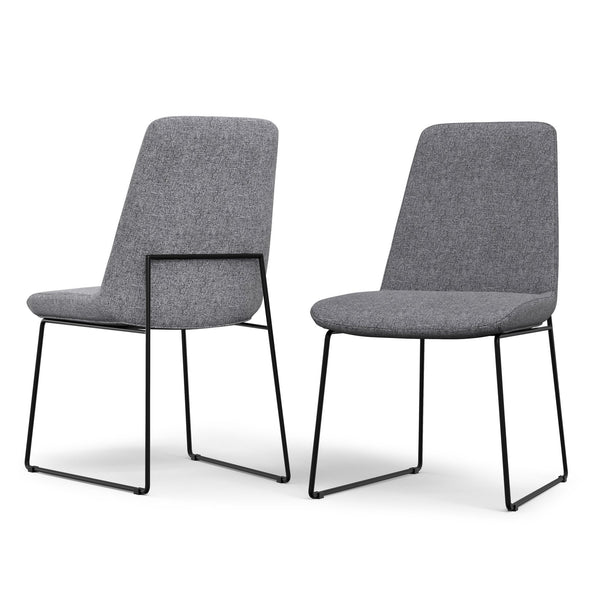 English Elm Corina Grey Dining Chair Set of 2 – Linen-Look Upholstery, Foam Padded Comfort, Sled Metal Base, Durable Finish B136P266921