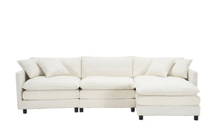 English Elm 108-inch Modular Chenille Sectional Sofa Deep Seated L Shape for Open Plan Living White W2795S00044