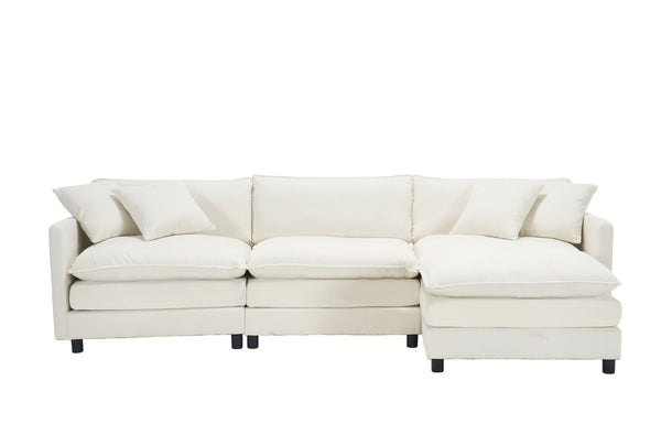 English Elm 108-inch Modular Chenille Sectional Sofa Deep Seated L Shape for Open Plan Living White W2795S00044