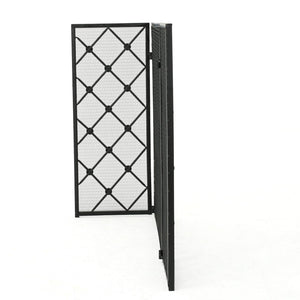 English Elm Christopher Knight Home® - FIRE Black Iron Fireplace Screen 34x31x4.5 Protective Mesh Guard Heat-Resistant Durable Design 61128.00