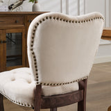 English Elm French Vintage Tufted Upholstered Fabric Dining Chair,Set Of 2,Beige,Sw1869Bg