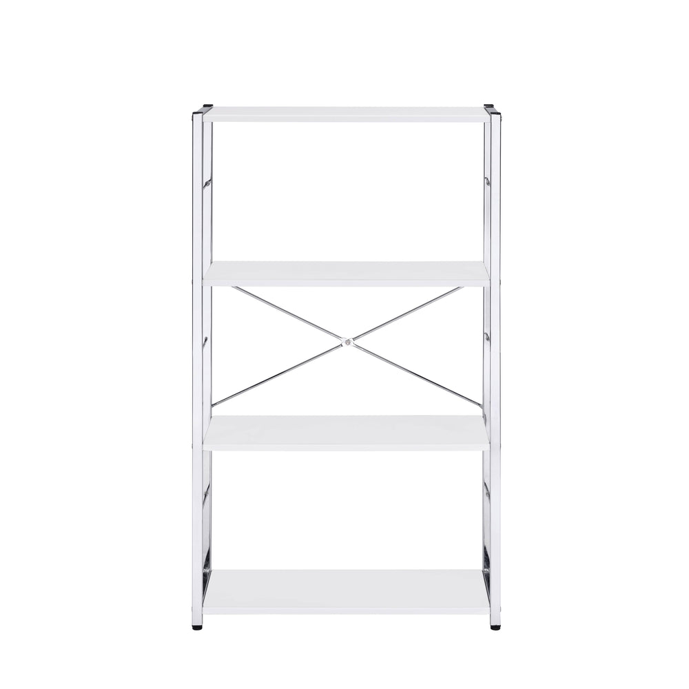 English Elm Tennos Modern White & Chrome Bookshelf - 4-Tier Sturdy Metal Frame, Minimalist 22"L x 13"H Storage B2726P266948