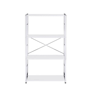 English Elm Tennos Modern White & Chrome Bookshelf - 4-Tier Sturdy Metal Frame, Minimalist 22"L x 13"H Storage B2726P266948
