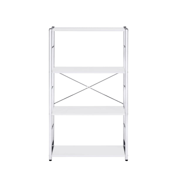 English Elm Tennos Modern White & Chrome Bookshelf - 4-Tier Sturdy Metal Frame, Minimalist 22"L x 13"H Storage B2726P266948