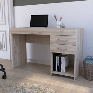 English Elm Austin Writing Computer Desk with Two Drawers and Cabinet, Spacious Legroom, Open Shelf, Durable Particleboard Gray 51 L x 21 W x 6 H B128P148866