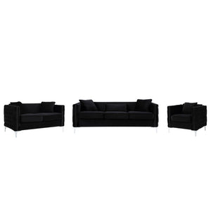 English Elm Belluno Velvet Tufted Loveseat with Nailhead Trim and Chrome Legs for Glam Living B2749P413380