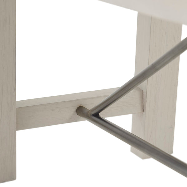 JLA Home INK+IVY - Dining Sonoma Bench by INK+IVY — Solid Wood White Wash Farmhouse Seating for 3 with Metal Stretchers, Rustic Modern Appeal II112-0447