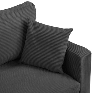 English Elm 57 Inch Compact Upholstered Loveseat with Hardwood Frame for Modern Living Spaces Dark Gray W311P221210