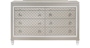 English Elm CROSS Glam Champagne Dresser with Jewel Hardware, Acrylic Legs, Mirror Accents & Felt Jewelry Drawers B201P227096
