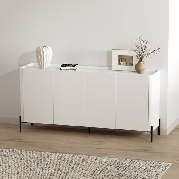 English Elm Abbey 67" Sideboard in Maple and Off White with Soft-Close Doors, Adjustable Shelves, Modern Tray Top White B365S00112