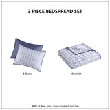 Madison Park Harlow Casual 3 Piece Reversible Matelasse Coverlet Set MP13-8310 Indigo