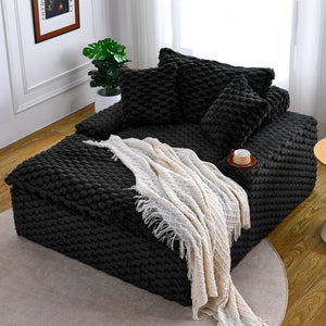English Elm 51 Compact Comfort Sofa with Turtle Fleece, Sponge Support, Two Pillows, 400lb Capacity for Small Spaces Black W3371P326399