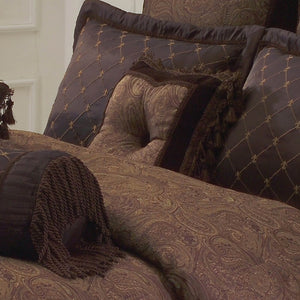 English Elm Buta 10 Pc King Comforter Set Brown Paisley & Geometric Design Polyester Fill Elegant Bedding — Luxurious warmth and timeless style for master bedrooms B340P341941