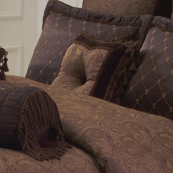 English Elm Buta 10 Pc King Comforter Set Brown Paisley & Geometric Design Polyester Fill Elegant Bedding — Luxurious warmth and timeless style for master bedrooms B340P341941