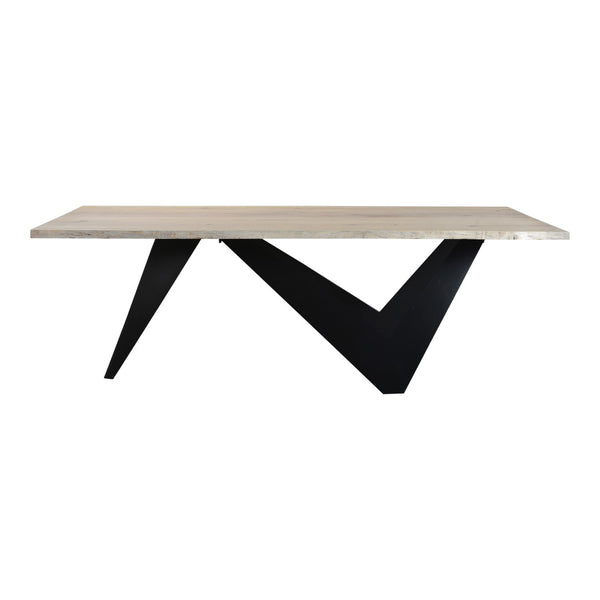 English Elm Bird Live Edge Oak Slab Dining Table with Sculptural Iron Base Seats Six B2769S00009