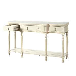 English Elm [video] Solid Pine Console Table Ornate Carved Legs Copper Hardware Soft-close Drawers White N759P433566K