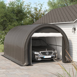English Elm Outsunny 10x16 Portable Carport Steel Frame Pe Canopy Shelter for Vehicles Gear W2225P200867