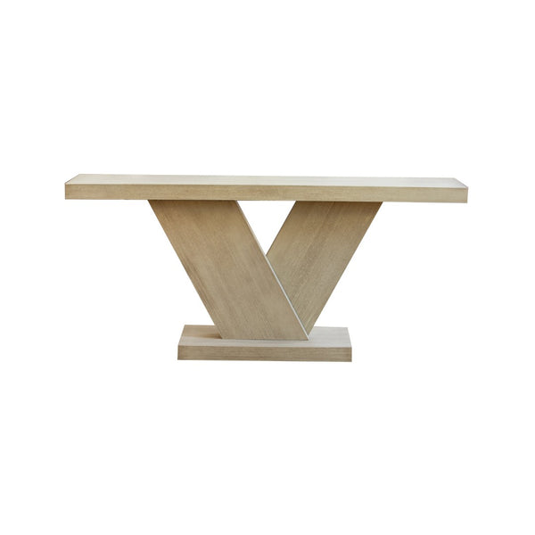 English Elm 66" Mid-century X-leg Console Oak Wash Veneer Entryway Sofa Table Geometric Base Imitative Oak W1435P337636