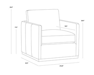 Sunpan Portman Swivel Lounge Chair - Modern Design with 360-Degree Comfort and Stylish Track Arms Marseille Camel Leather
