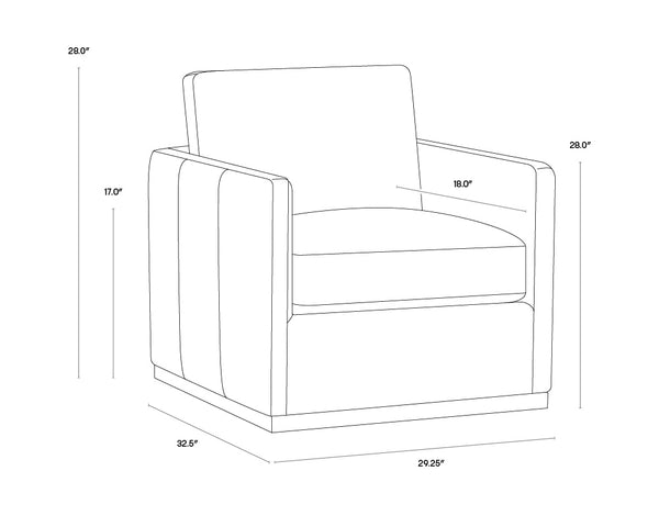 Sunpan Portman Swivel Lounge Chair - Modern Design with 360-Degree Comfort and Stylish Track Arms Marseille Camel Leather