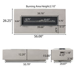 Christopher Knight Home® Noble House Outdoor 56" Rectangular Mgo Fire Pit Light Grey - 50,000 Btu (Tank Cover Not Included)