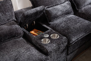 English Elm Modern U-Shaped Sofa With Console, Usb Ports & Cupholders, 6-Seat Chenille Sleeper Couch For Living Room W2100S00281