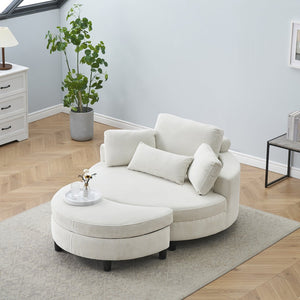 English Elm 51-inch corduroy sofa with tray and three pillows, compact solid wood frame, sponge cushions for cozy seating Beige W1658P143720