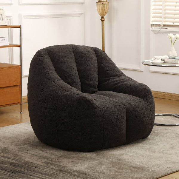 English Elm Bean Bag Chair Oversized Faux Fur Memory Foam Lounge Seat for Dorm or Living Room Dark Gray W2200P243727