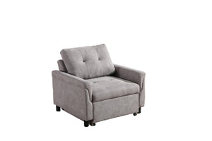 English Elm Francesca Woven Convertible Armchair Foam Pocket Coil Sleeper for Studio Spaces Gray B2749S00193