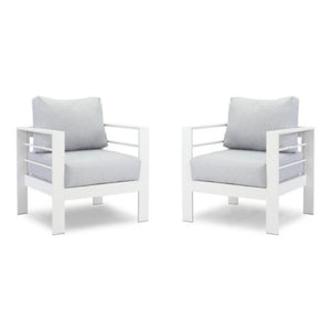 English Elm 5-piece Outdoor Aluminum Conversation Set Resort Style Patio Sofa with Wpc Coffee Table B082S00083