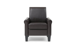 English Elm Vineland High Back Faux Leather Accent Chair with Tailored Piping for Modern Living Dark Brown B078P497924