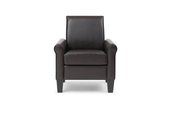 English Elm Vineland High Back Faux Leather Accent Chair with Tailored Piping for Modern Living Dark Brown B078P497924