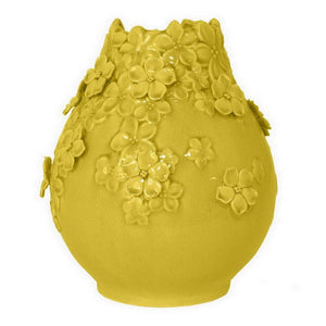 English Elm Remi Hand-detailed Ceramic Vase with Floral Motifs Warm Yellow Glaze Home Decor B056P416952
