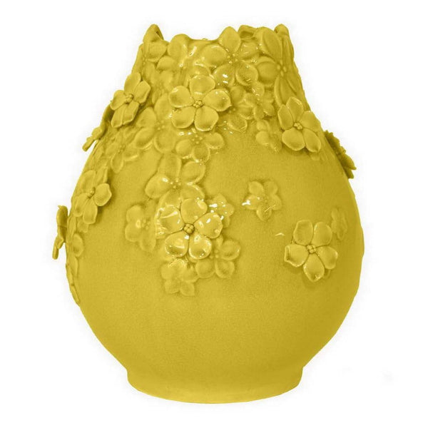 English Elm Remi Hand-detailed Ceramic Vase with Floral Motifs Warm Yellow Glaze Home Decor B056P416952