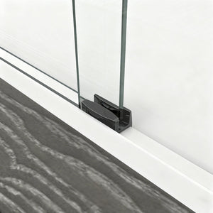English Elm 44" Semi-frameless Double Sliding Shower Door Brushed Gold Tempered Glass Walk-in White W1920P385296