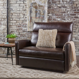 English Elm Christopher Knight Home® - Reclining Loveseat with Push-Back Recline, Plush Tufted Fabric Sofa, Compact Wall-Hugger Design Brown 61372.00PU