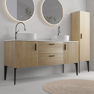 English Elm Emilia 60 Inch Freestanding Oak Vanity with Ceramic Sink and Soft Close Drawers W1865S00207
