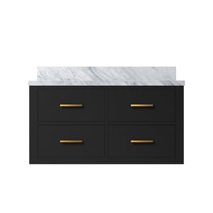 English Elm Black Single-Sink Vanity With Luxurious Carrara Marble Top, Solid Wood, Soft-Close Hardware B2731P257952
