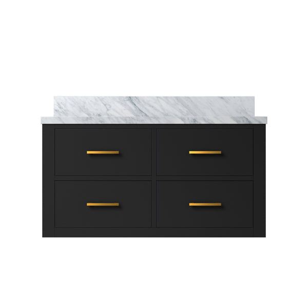 English Elm Black Single-Sink Vanity With Luxurious Carrara Marble Top, Solid Wood, Soft-Close Hardware B2731P257952