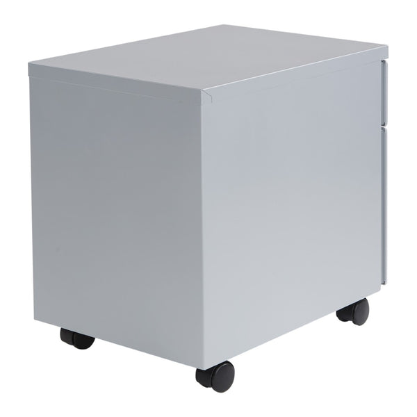 OSP Home Furnishings 22" Mobile Steel File Pedestal with Locking Drawers for Office or Standing Desk Use PM22BF-SV