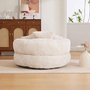 English Elm Bean Bag Sofa Oversized Corduroy Floor Lounge Chair with Armrests Pillows Foam Fill Beige W395P426811
