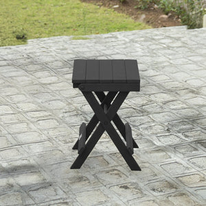 English Elm Riverstone Recycled Hdpe Folding Outdoor Bistro Table Weatherproof Patio Balcony Black B2745P409699
